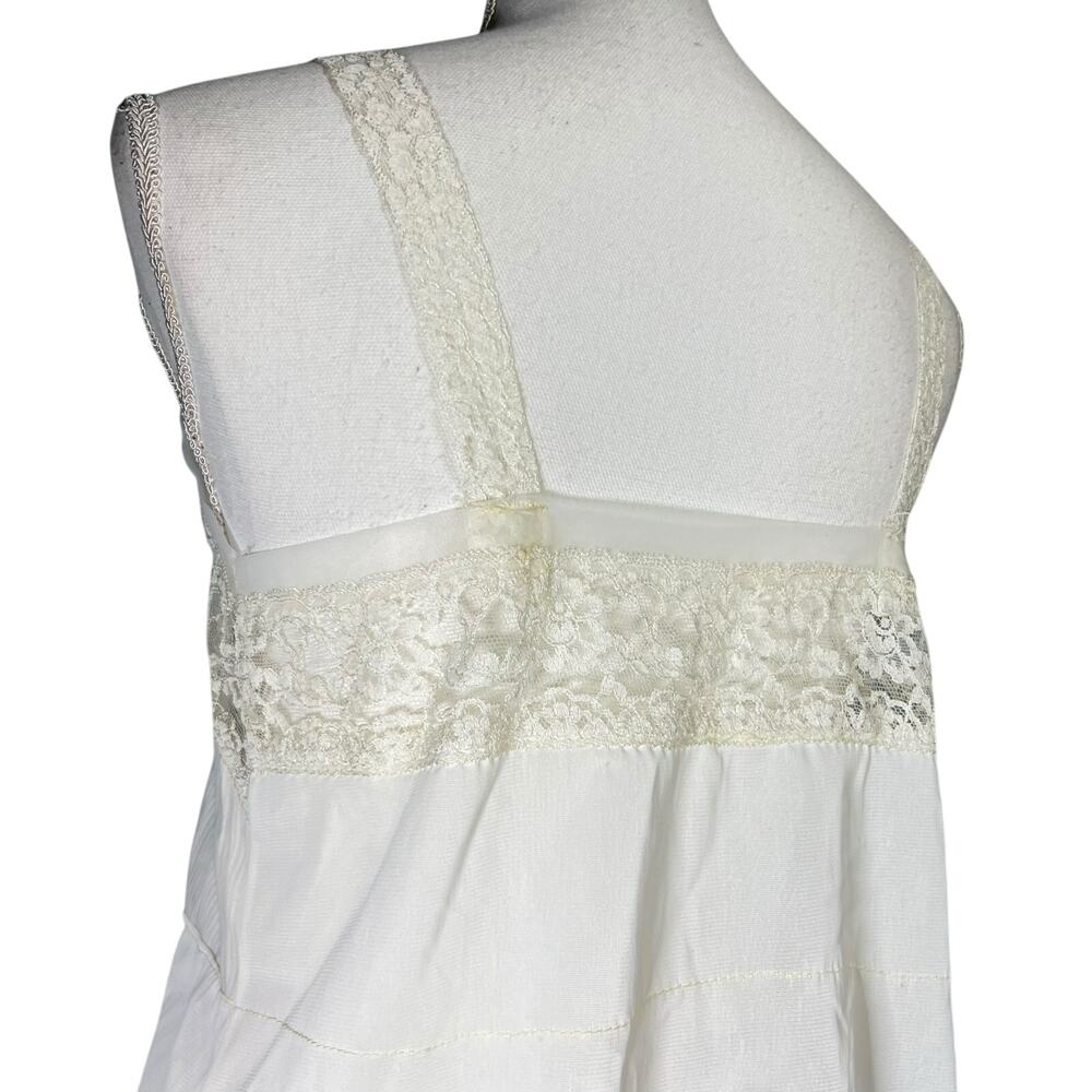 Vintage Lingerie Skirt Set Size Small White Half Slip Camisole Lace Accent Hem - Picture 7 of 10